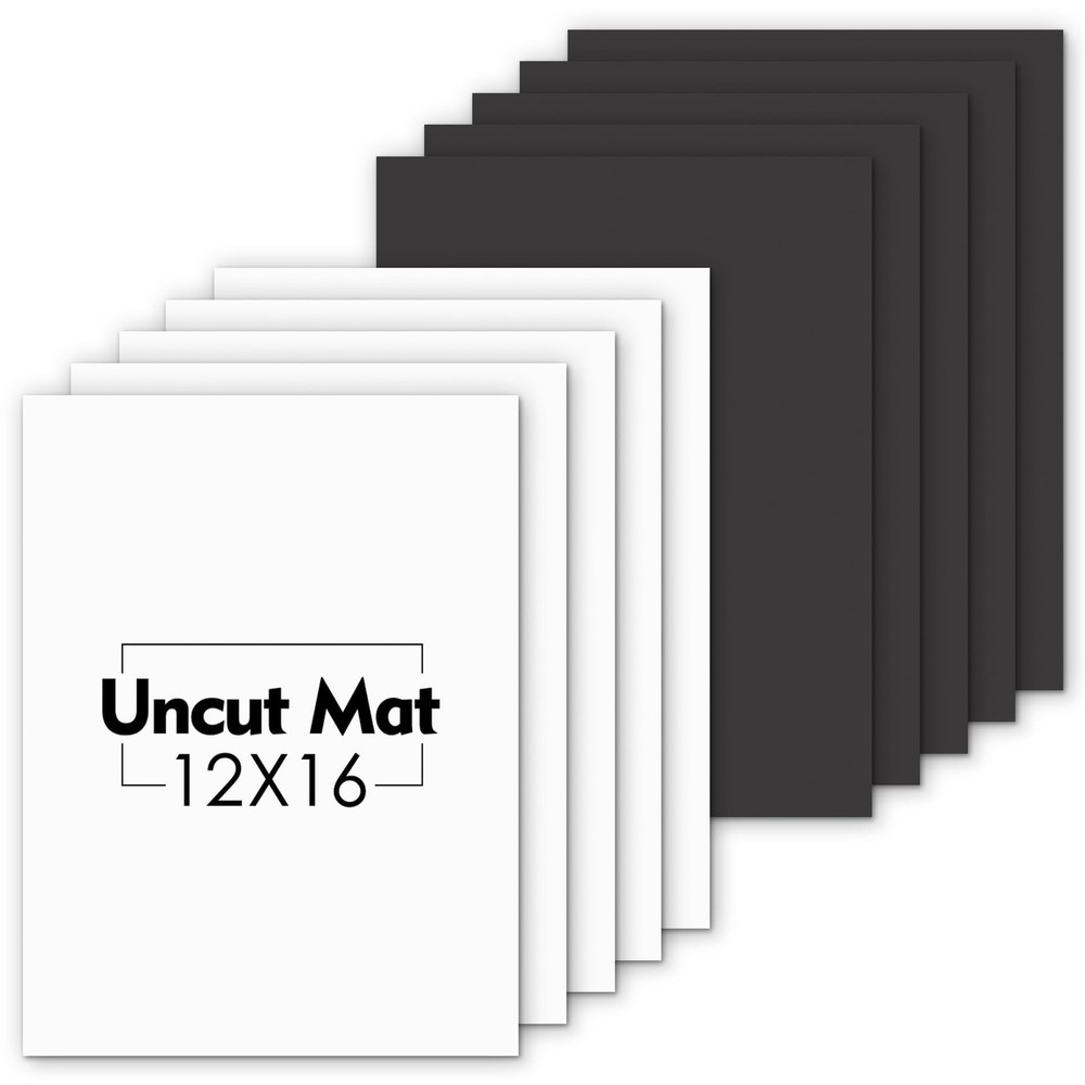 Mat Board Center, Pack of 10 12×16 Uncut Matte Boards, White and Black Backin…