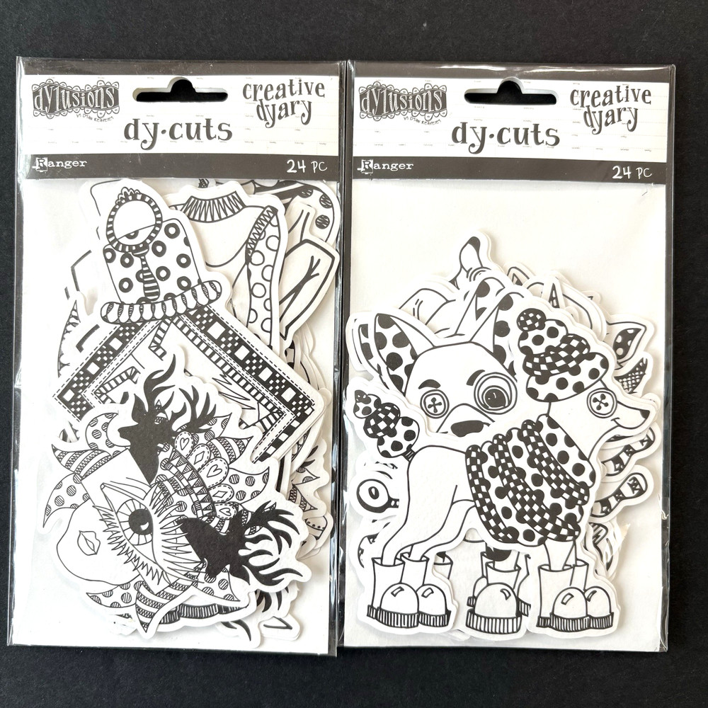 Dylusions Dy-cuts LOT of 2 Pks Scrapbook Collage Dogs Quirky Ephemera Dyary