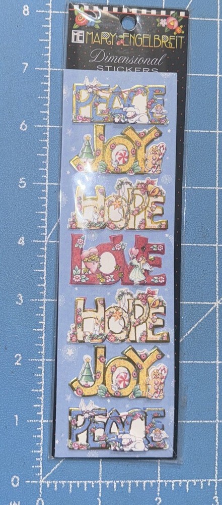 Mary Engelbreit Dimensional Stickers Package of 7 Peace Joy Hope Love 3D,New