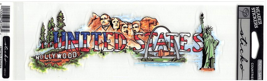 NIP Stickopotamus Sticko UNITED STATES Country Scrapbook Header Stickers
