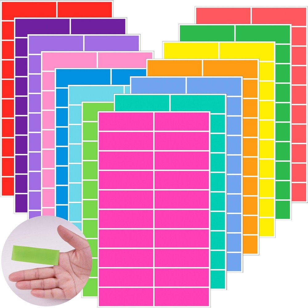 3″ x 1″ Colored Label Stickers, 840 Pcs in 14 Colors Rectangle Labels