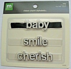 Word Charms Baby Enamel Metal 3 Words Fits 3/8″ Ribbon Making Memories New