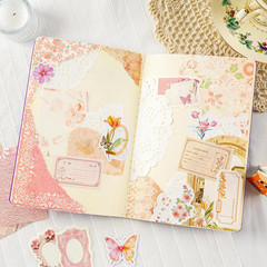 560 Sheets Floral Scrapbook Paper with Stickers Assorted Set, 7 Colors Scrapbook