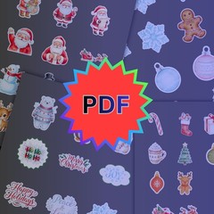 45 Christmas Watercolor Stickers Printable | Digital Download | Digital Stickers