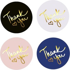 500 2 inch Thank You Stickers – Round Labels with Gold Foil Heart Black, Whit…