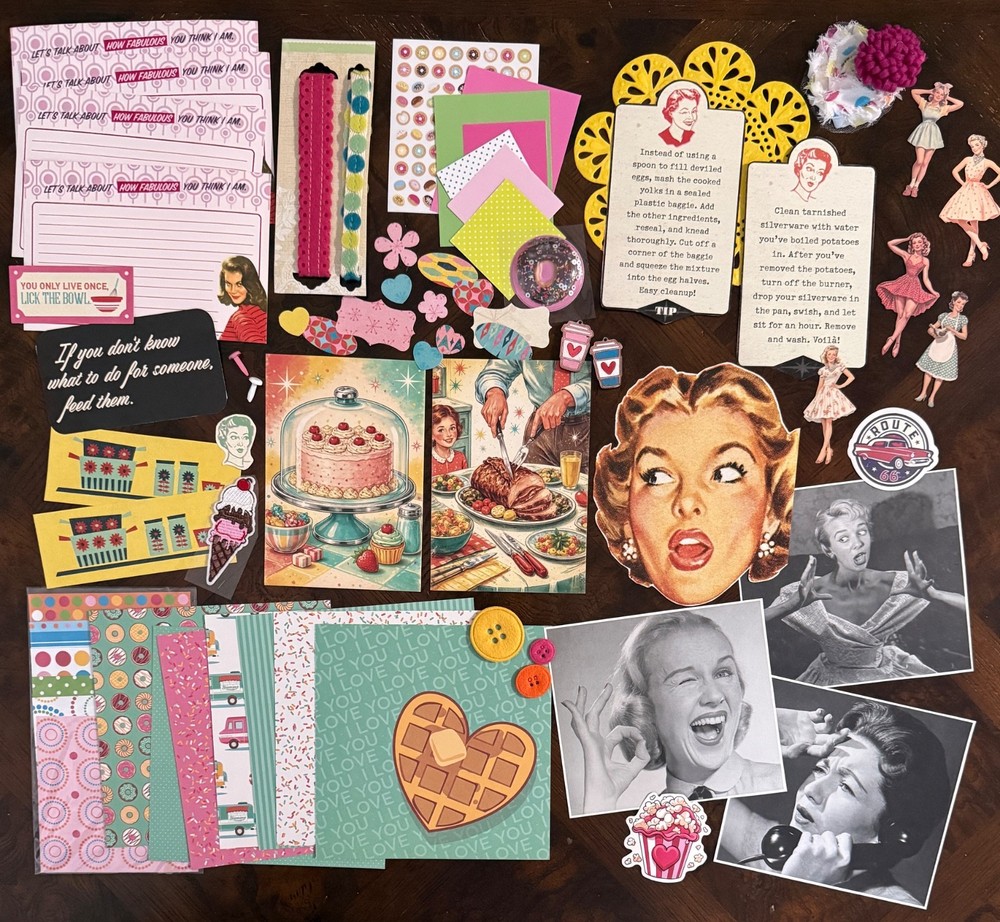 60+ Pc. Lot Junk Journal Ephemera Embellishments Recipes Baking Retro 1950’s