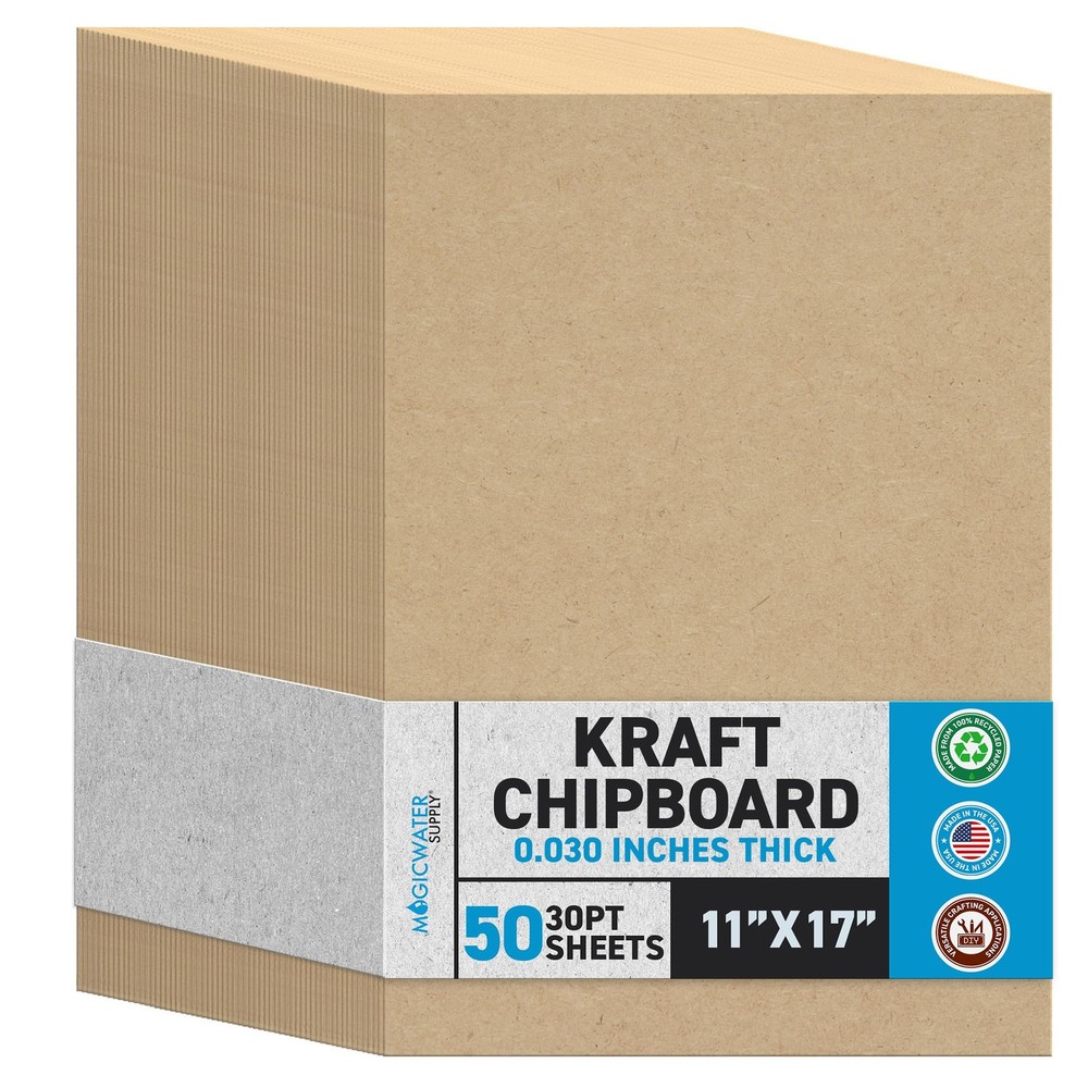 CHIPBOARD SHEETS Medium Weight 30pt 50ct 11 x 17 Inch MAGICWATER SUPPLY