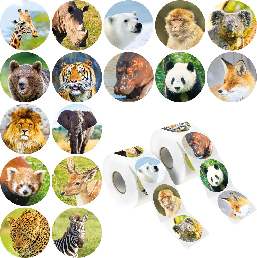 600PCS Realistic Animal Stickers, 16 Designs Jungle Animal Sticker for Kids Safa