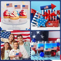 800 Pcs American Flag Stickers Roll 4th July USA Patriotic Red White Blue Decals