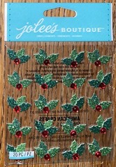Jolees Christmas Holly Repeats Green Red Berries Glitter Gems Holiday Stickers