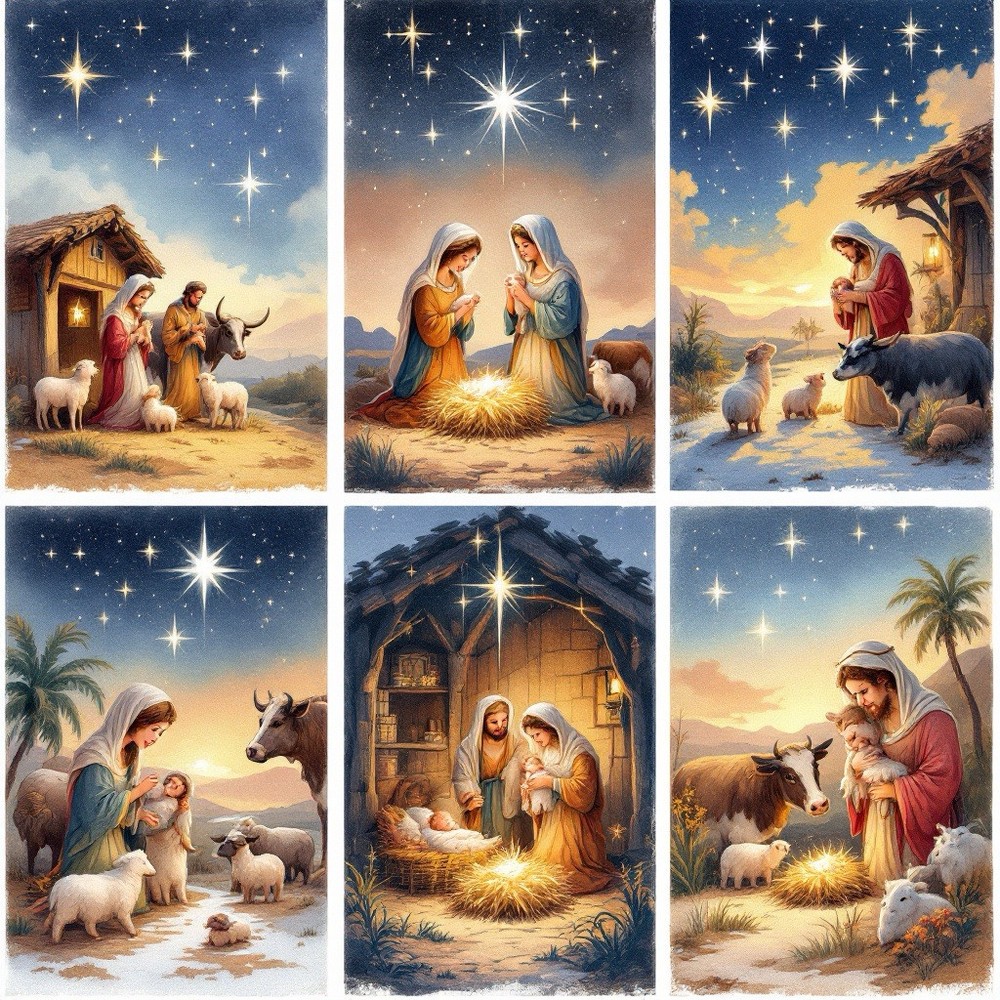 Nativity Decoupage Rice Paper For Ornament-Wood Art A4 1 Sheet