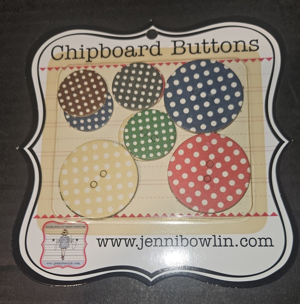 Chipboard polka dot buttons Jenni Bowling for scrapbook cards crafts 6 -1& 1.5″