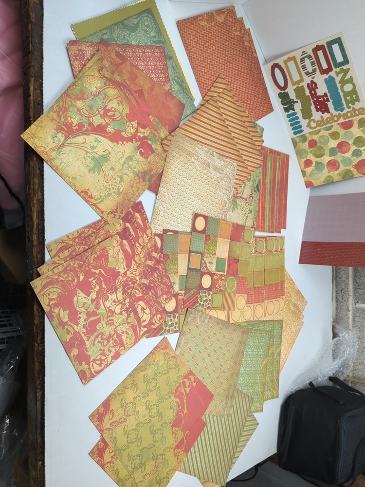Lot Christmas Scrapbooking Supply Craft Cardstock Letters Backing Tag Red Green