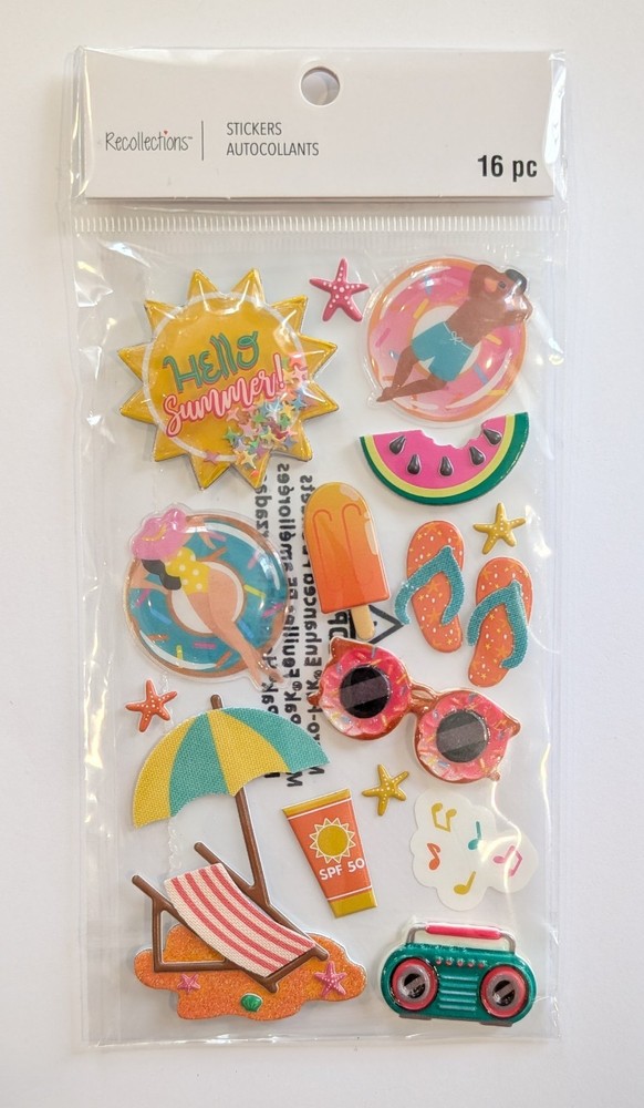 Hello Summer Beach Pool Vacation Scrapbooking Stickers by Recollections