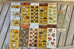 Vintage Hallmark Thanksgiving Sticker Lot Sealed 12 Packs Peanuts , Foil Fall