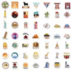 50 Pack Travel World City Landmark USA City Skateboard stickers Waterproof Vinyl