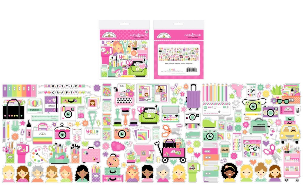 Doodlebug Odds Ends Die Cuts Color Me Crafty Tools Cameras Girls Friends Retreat