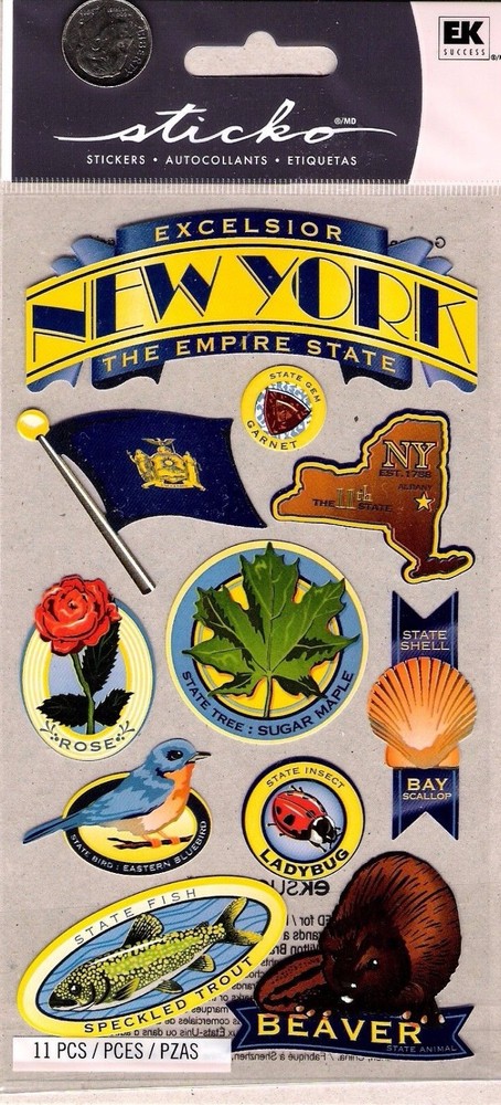 Stickopotamus New York Theme Stickers – State Bird, Flower, Fish, Tree, Insect