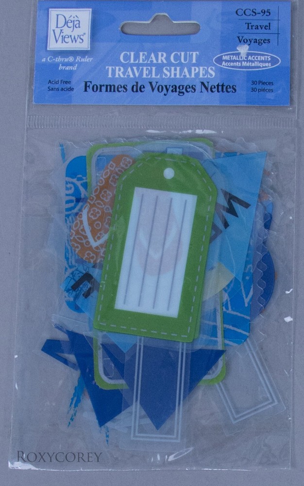 Deja Views Clear Die Cut Travel Shapes Voyages Embellishment Card Scrapbook