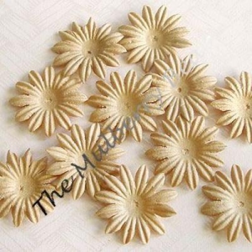 20 1″ Tan MULBERRY PAPER DAISY FLOWERS for Cards