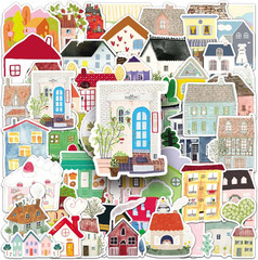 50 Hand-Drawn House Stickers – Waterproof Vinyl for Journal, Notebook, Scrapbook