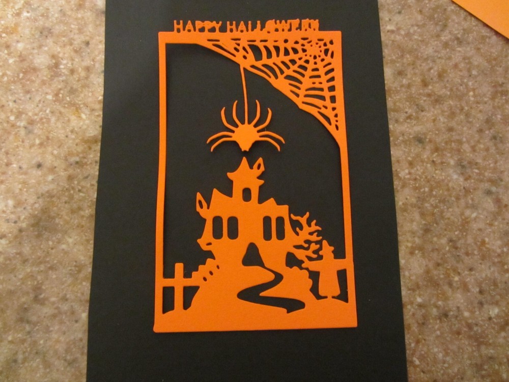4 Halloween Haunted House Die Cut Embelishments Orange