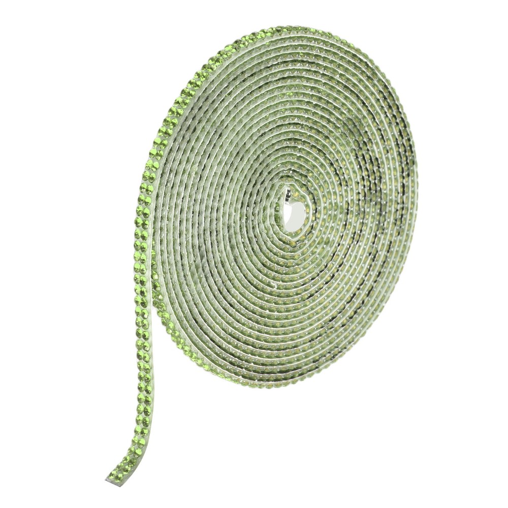 0.2 Inch Self Adhesive Rhinestone Strips 3 Yard for Crafts,Light Green