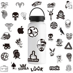 50Pcs Funny Punk Stickers | Black & White DIY Waterproof Decals | Series 01