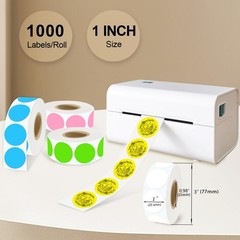 1 Inch Round Removable Thermal Sticker Labels, Color Dot Stickers, Waterproof…