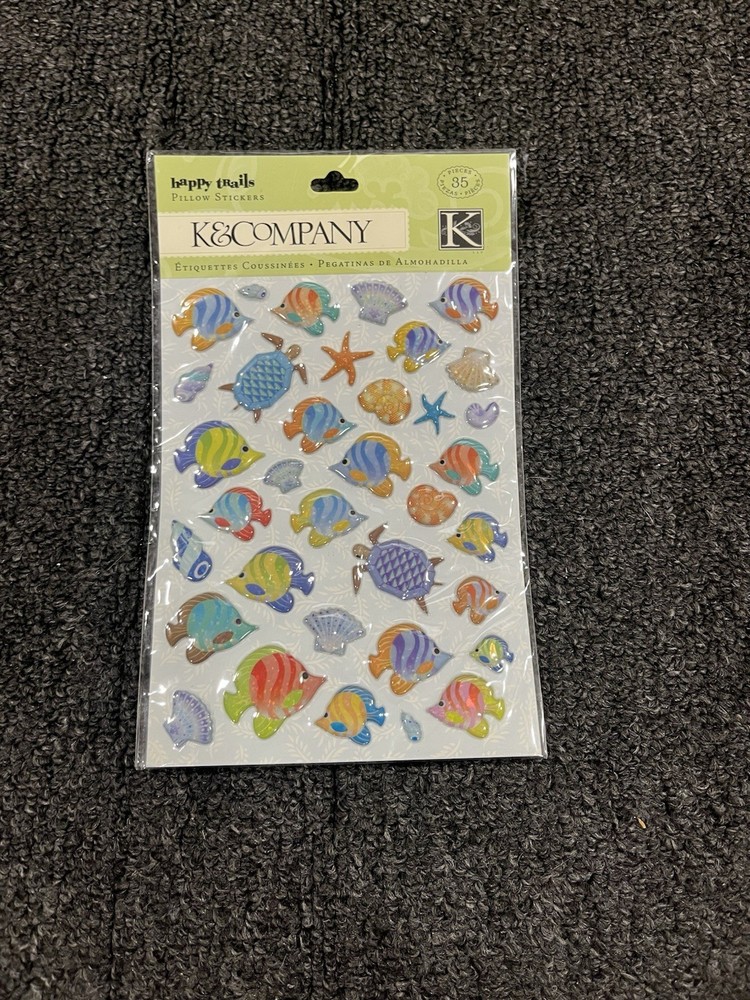 K&Company Happy Trails Sea Life Fish Turtles Shells Pillow Scrapbooking Stickers