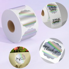 Holographic Thermal Labels 2» Flower Stickers for Thanks Card Logo Tag 400/Roll