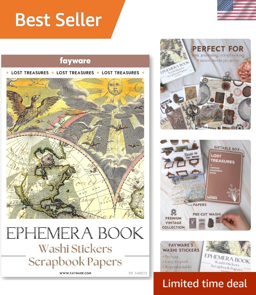 411 Vintage Washi Stickers & 20 Scrapbook Papers Ephemera for Junk Journals &…
