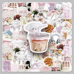 50Pcs Bowknot INS Stickers – Pink White Girly Aesthetic Decor for Journal – Wate