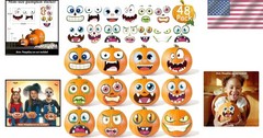 Self Adhesive Pumpkin Decorating Stickers 48 Count Waterproof Fun for Halloween