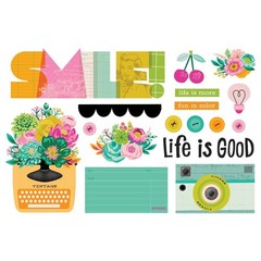 SS Page Pieces DieCuts Color Me Happy Smile Flowers Life is Good Vintage Fun