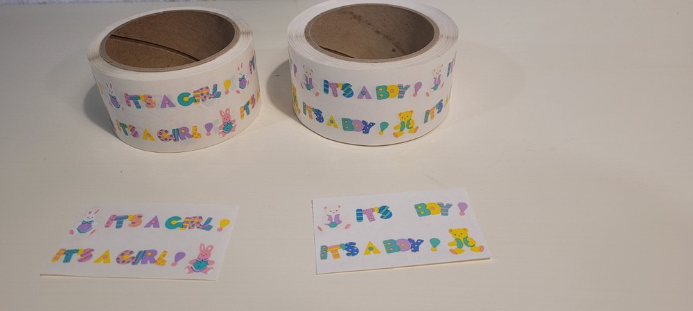 Vintage Mrs. Grossman sticker rolls Baby It’s a boy/It’s a girl deadstock