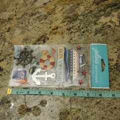 Jolee’s Dimensional BON VOYAGE Ship, Anchor, Wheel, Passport 11 Pieces NIP