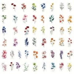50pc Clear Colorful Floral Flower Sticker Pack Phone Case, Laptop, Journaling
