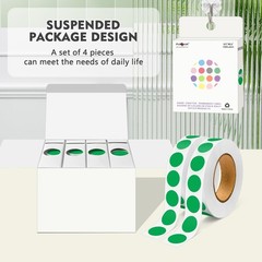 4000 Pack Green Dot Stickers, 1/2 inch Round Circle Label 4 Rolls Permanent A…