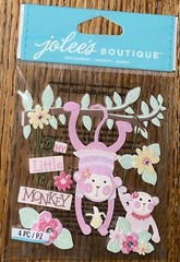 Jolees Baby Girl My Little Monkey Scrapbook Stickers New Toddler Kids Pink Play