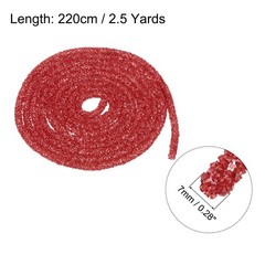 2.5 Yard 7mm Glitter Sequins Rope Sequins Rhinestone Cord Clear Red