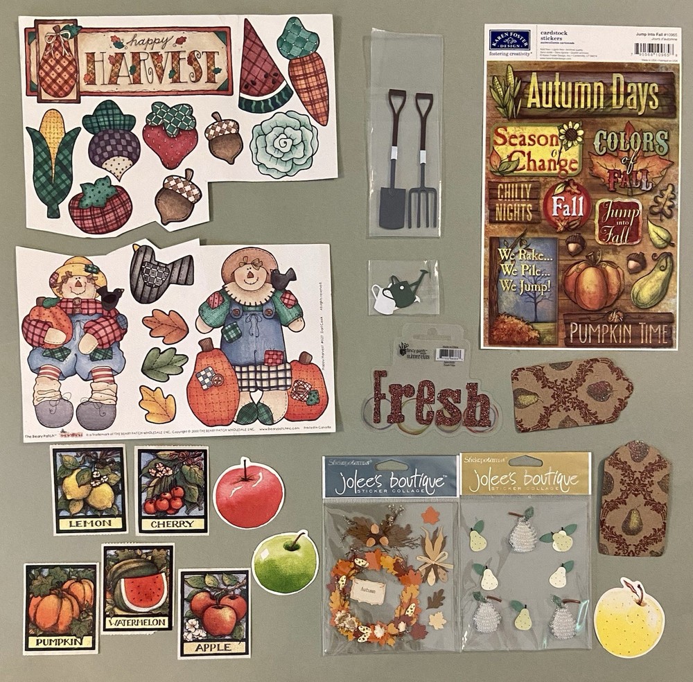 Lot of Food Harvest Garden Stickers! Jolee’s Boutique, Karen Foster, Etc