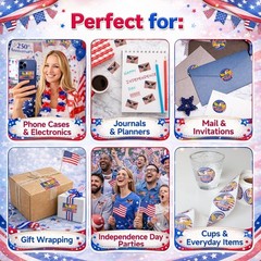 500 PCS 1.89″ Patriotic 250th Independence Anniversary Stickers Roll Round Ameri