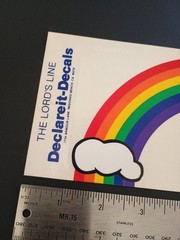 Vintage Stickers Rainbow Clouds Clear Decal Bumper Sticker Religious Jesus 1979