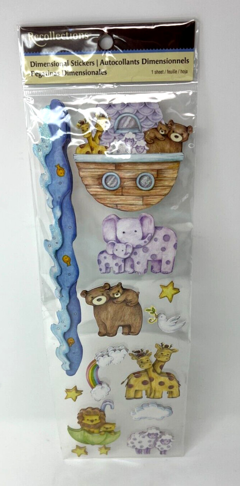 Michaels Recollections 14pc Noah’s Arc Animals Dimensional Scrapbooking Stickers