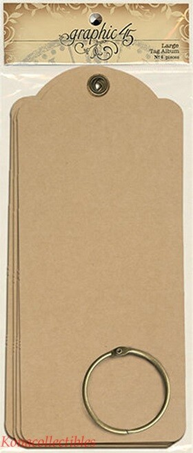 Graphic 45 Staples TAG Album LARGE Kraft 8.75 in x 3.875 in New! 6 Pieces