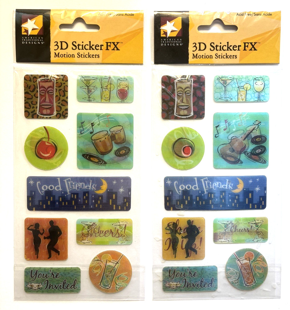 American Traditional Design 3D Sticker FX Motion Stickers Cocktails Groovy Cool