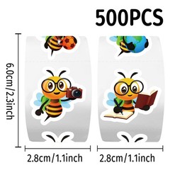 500Pcs Bee Sticker for Teens, 1 Inch Round Seals from Adhesive Paper, Honey B…