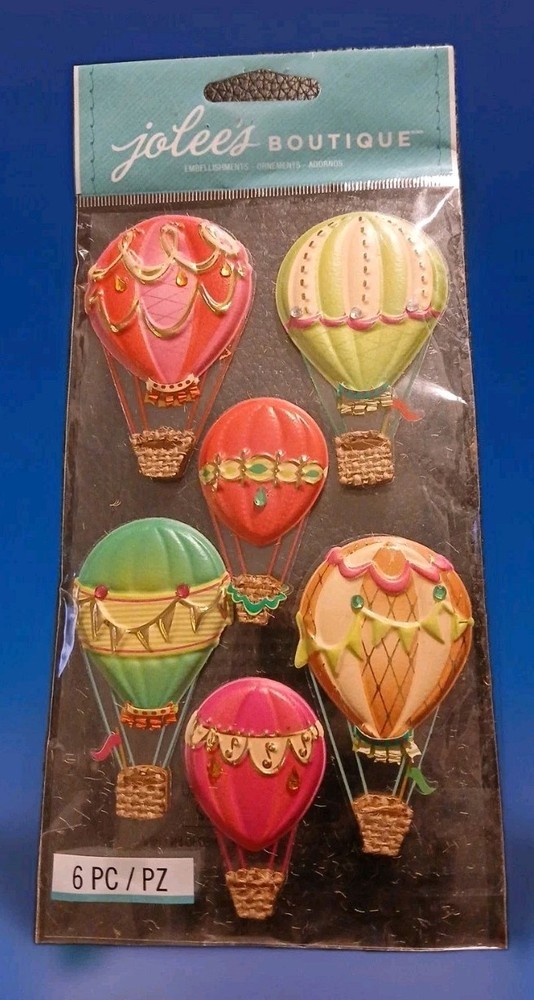 Hot Air Balloons, 3D scrapbook stickers Jolee’s Boutique NEW