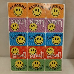 Vintage Paper Magic Group 30 Stickers Smiley Faces Teachers School 2 sheets